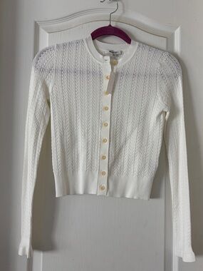 NWT Madewell Cream Knit Pointelle lace Cardigan